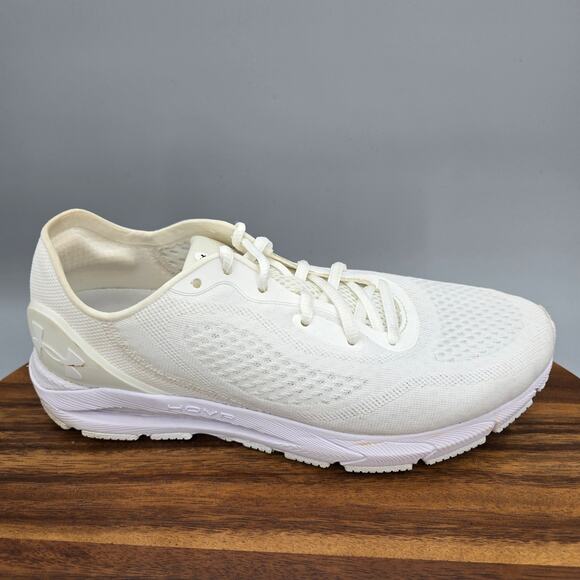 Under Armour HOVR Sonic 5 Shoes Mens 8.5 White Low Top Running Athletic Sneakers